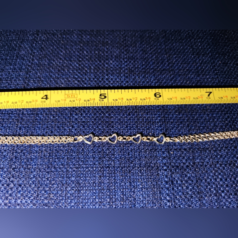 Sterling Silver 925 Anklet with hearts